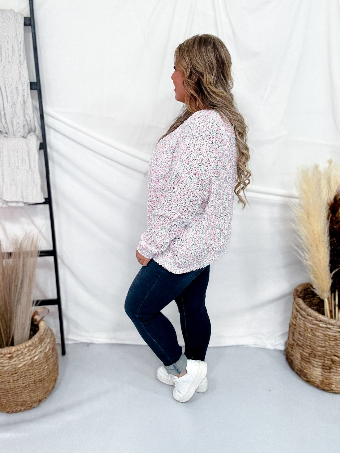 Pastel Rainbow Popcorn Knit Pullover Sweater - Whiskey Skies - SWEET GENERIS