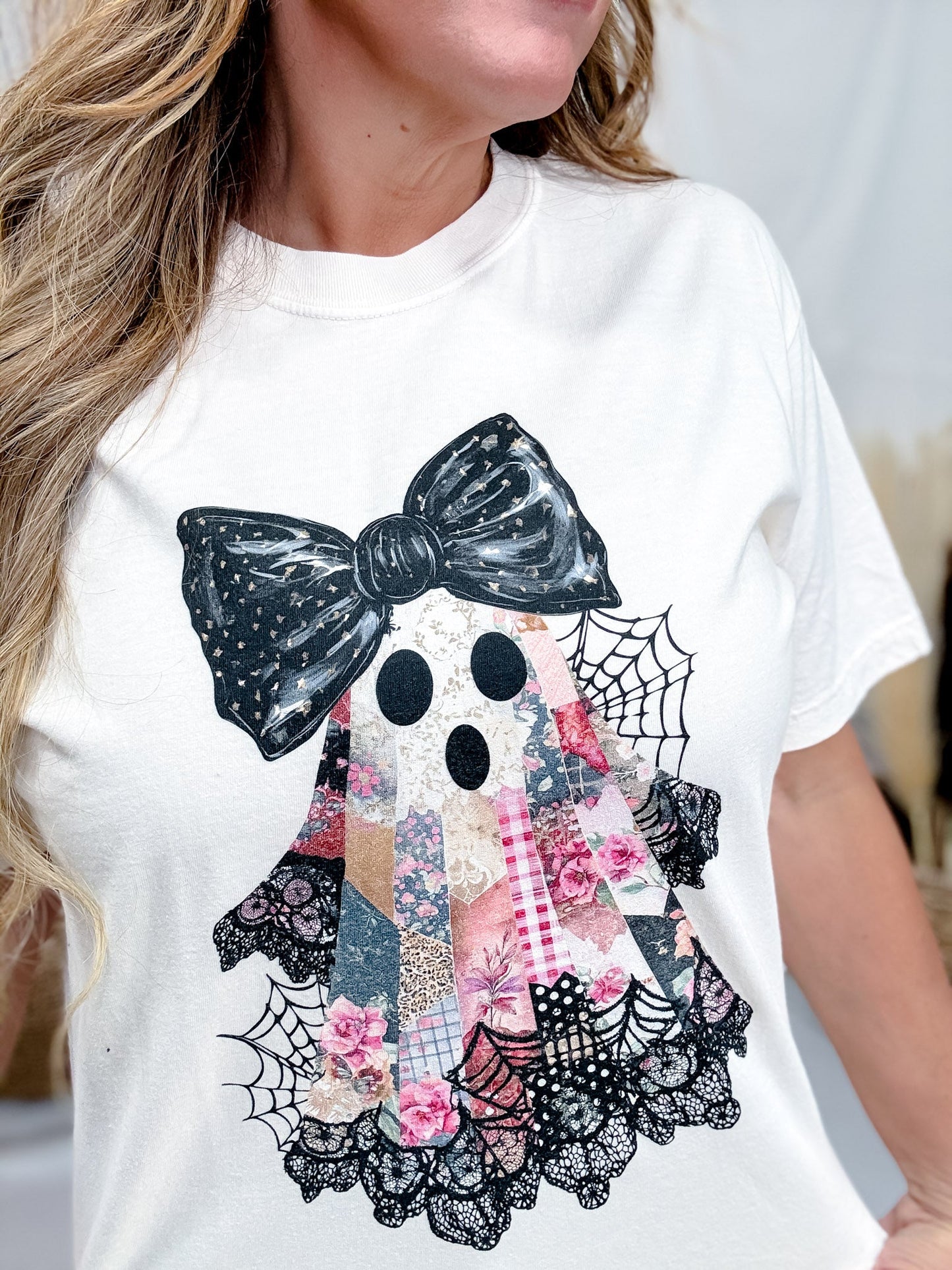 Patchwork Ghost Short Sleeve Graphic Tee - Whiskey Skies - GLAIME