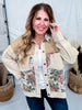 Patchwork Jacket With Floral Tapestry Panels - Whiskey Skies - ODDI