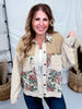 Patchwork Jacket With Floral Tapestry Panels - Whiskey Skies - ODDI