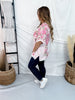 Patchwork Lace & Floral Short Sleeve Top - Whiskey Skies - POL CLOTHING INC.