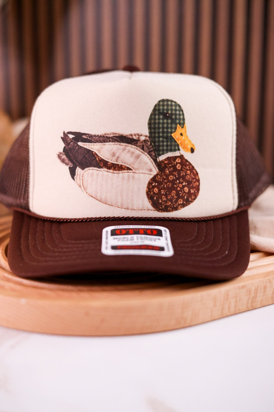 Patchwork Mallard Duck Trucker Hat - Whiskey Skies - THE LATTIMORE CLAIM