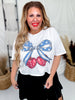 Patriotic Cherry Bow Graphic Midi Top - Whiskey Skies - SUGAR STITCH