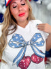 Patriotic Cherry Bow Graphic Midi Top - Whiskey Skies - SUGAR STITCH