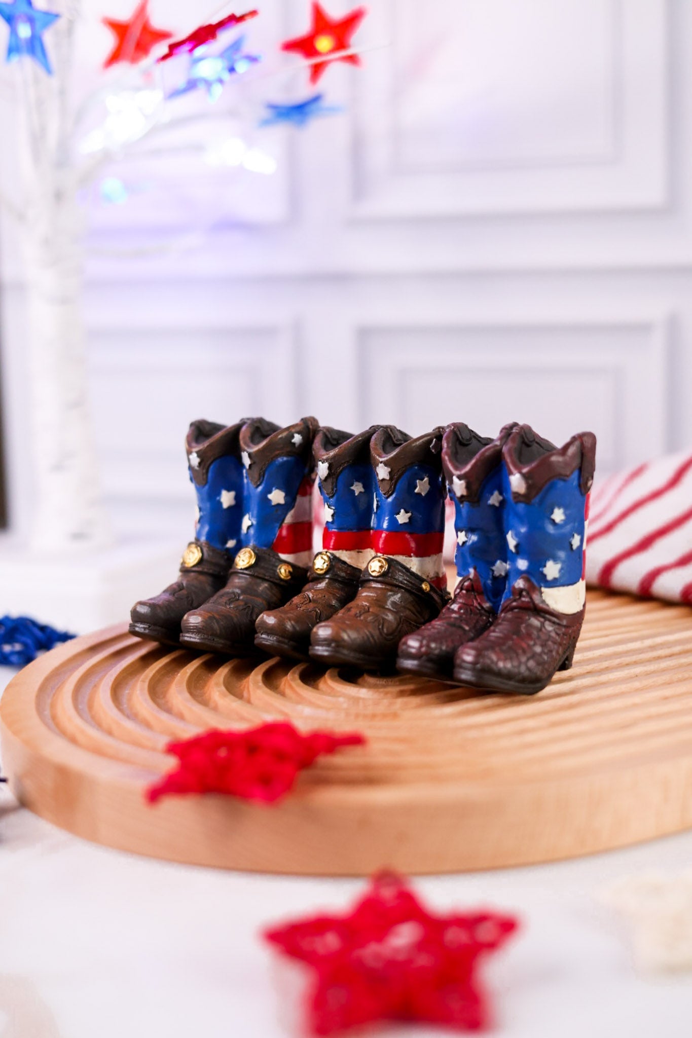 Patriotic Cowboy Boot Resin Figurines (3 Styles) - Whiskey Skies - GERSON COMPANIES
