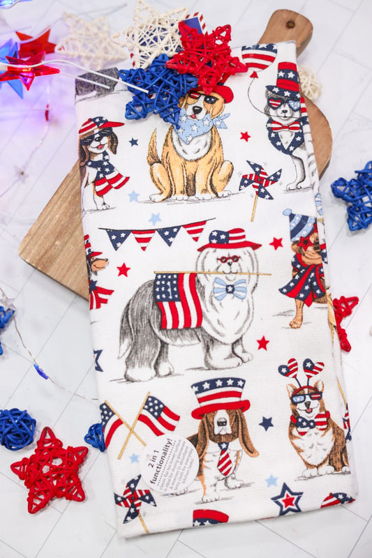 Patriotic Dogs Dual Purpose Kitchen Towel - Whiskey Skies - KAY DEE DESIGNS
