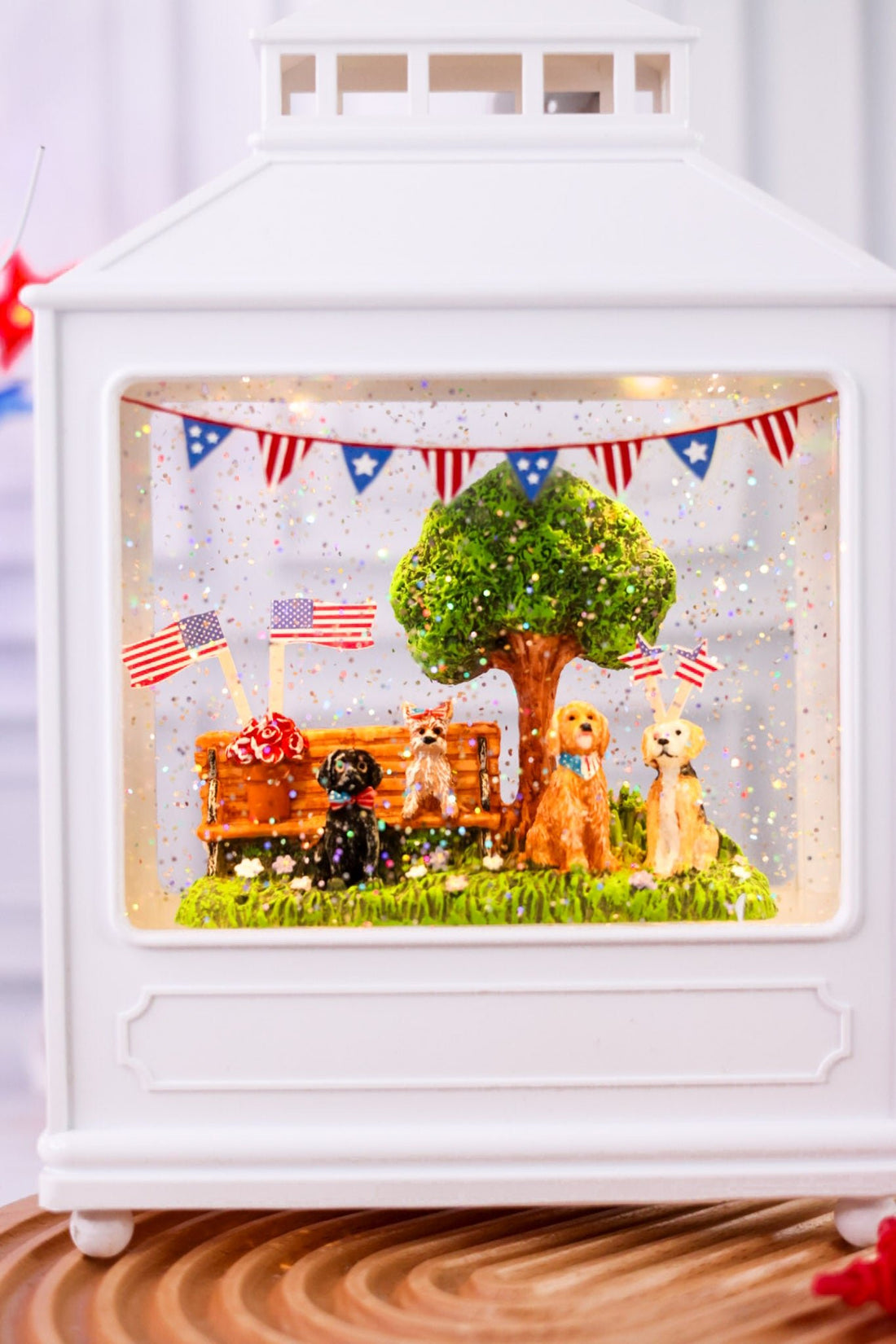 Patriotic Pups LED Water Lantern - Whiskey Skies - RAZ IMPORTS