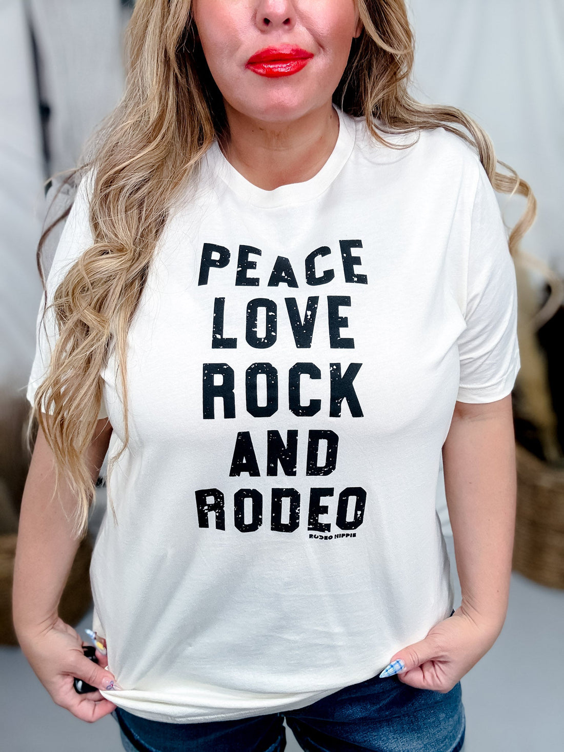 Peace Love Rock & Rodeo Graphic T-Shirt - Whiskey Skies - RODEO HIPPIE