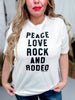 Peace Love Rock & Rodeo Graphic T-Shirt - Whiskey Skies - RODEO HIPPIE