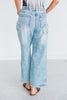 Peace Sign Patch Light Wash Straight Denim Jeans - Whiskey Skies - DAVI & DANI