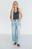 Peace Sign Patch Light Wash Straight Denim Jeans - Whiskey Skies - DAVI & DANI