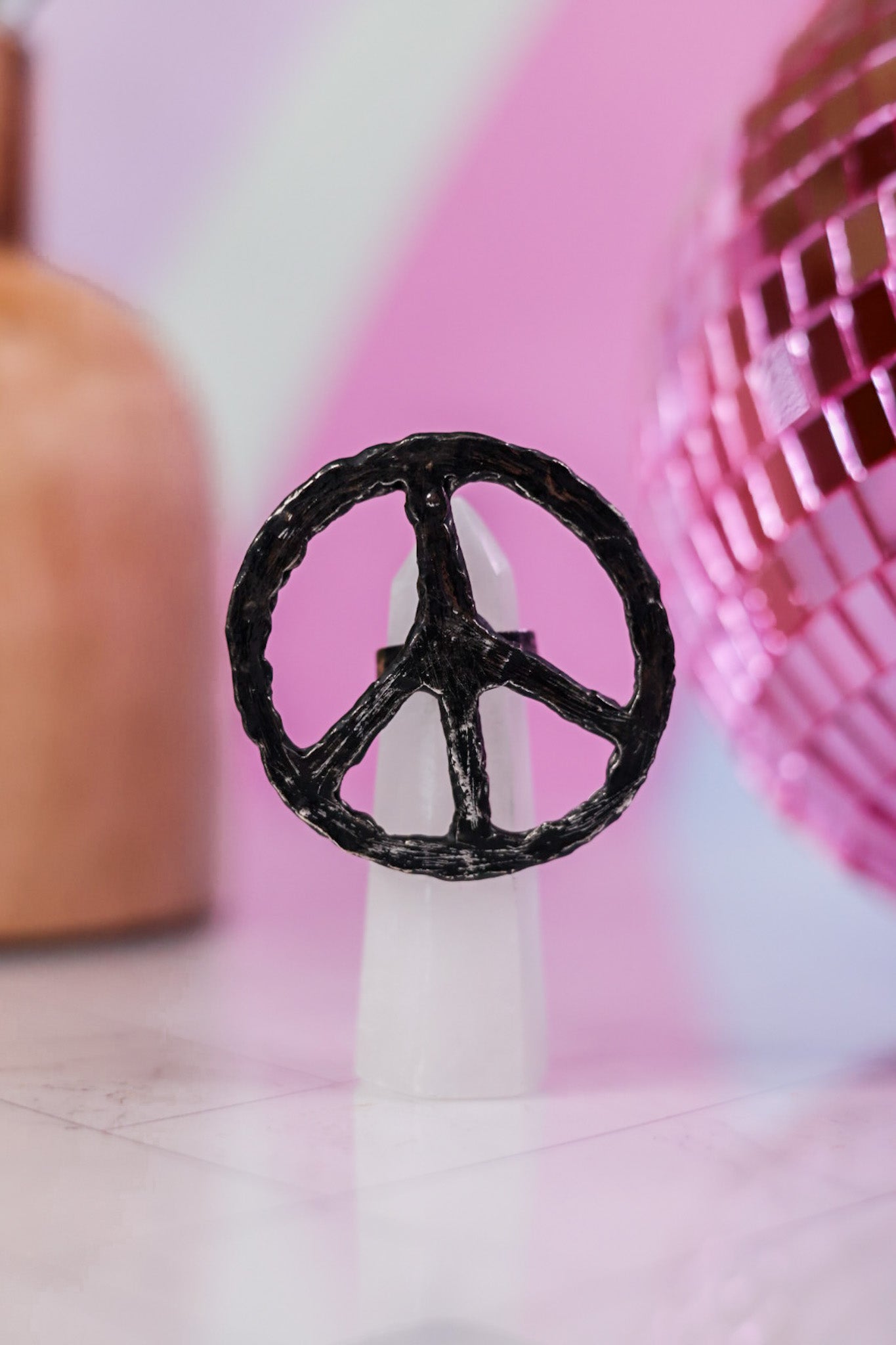 Peace Sign Statement Ring - Whiskey Skies - JADED GYPSY