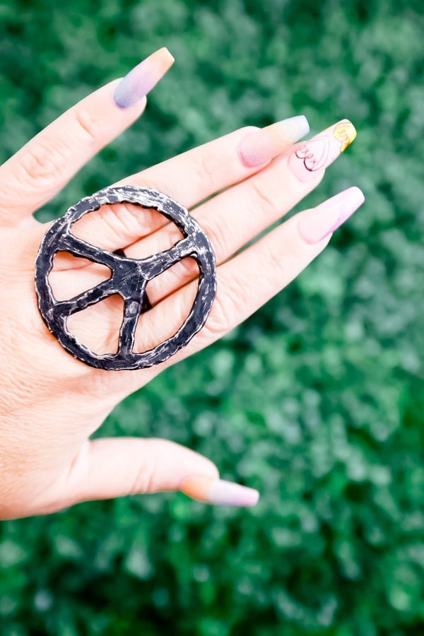 Peace Sign Statement Ring - Whiskey Skies - JADED GYPSY