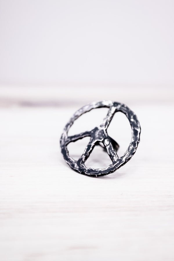 Peace Sign Statement Ring - Whiskey Skies - JADED GYPSY