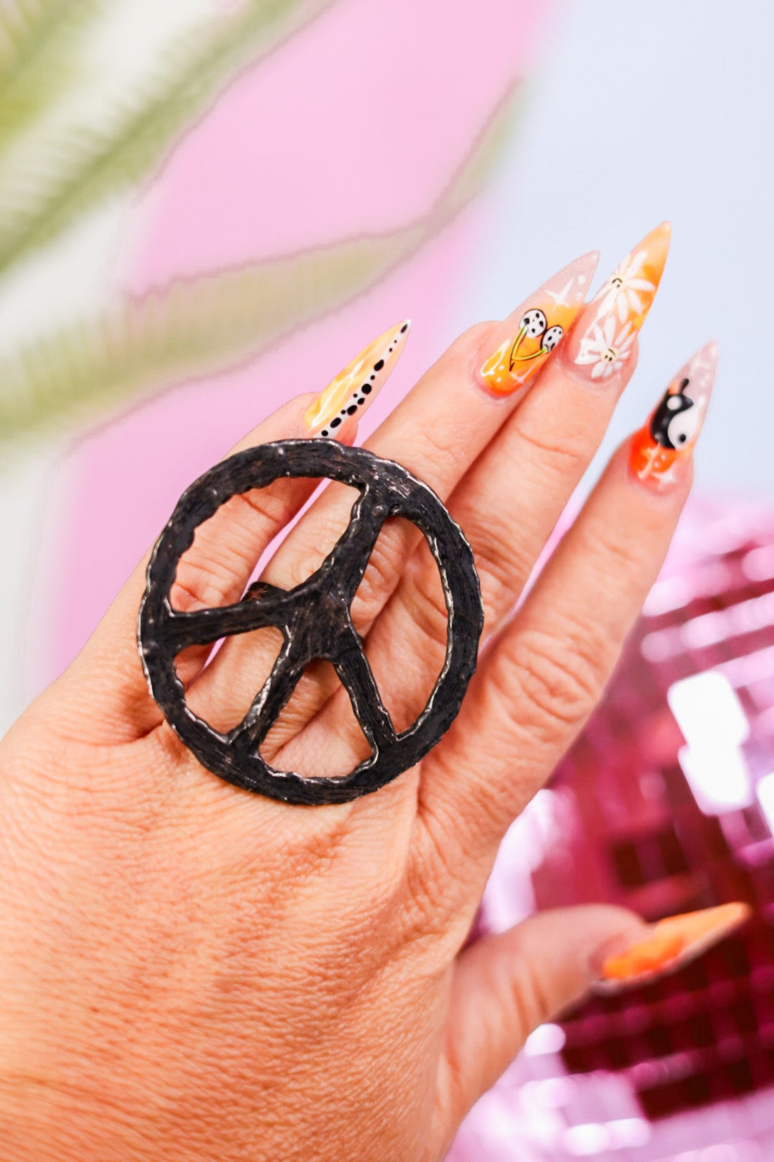 Peace Sign Statement Ring - Whiskey Skies - JADED GYPSY