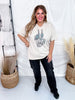 Peace & Turquoise Skeleton Hand Graphic T-Shirt - Whiskey Skies - H+P WHOLESALE
