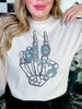 Peace & Turquoise Skeleton Hand Graphic T-Shirt - Whiskey Skies - H+P WHOLESALE