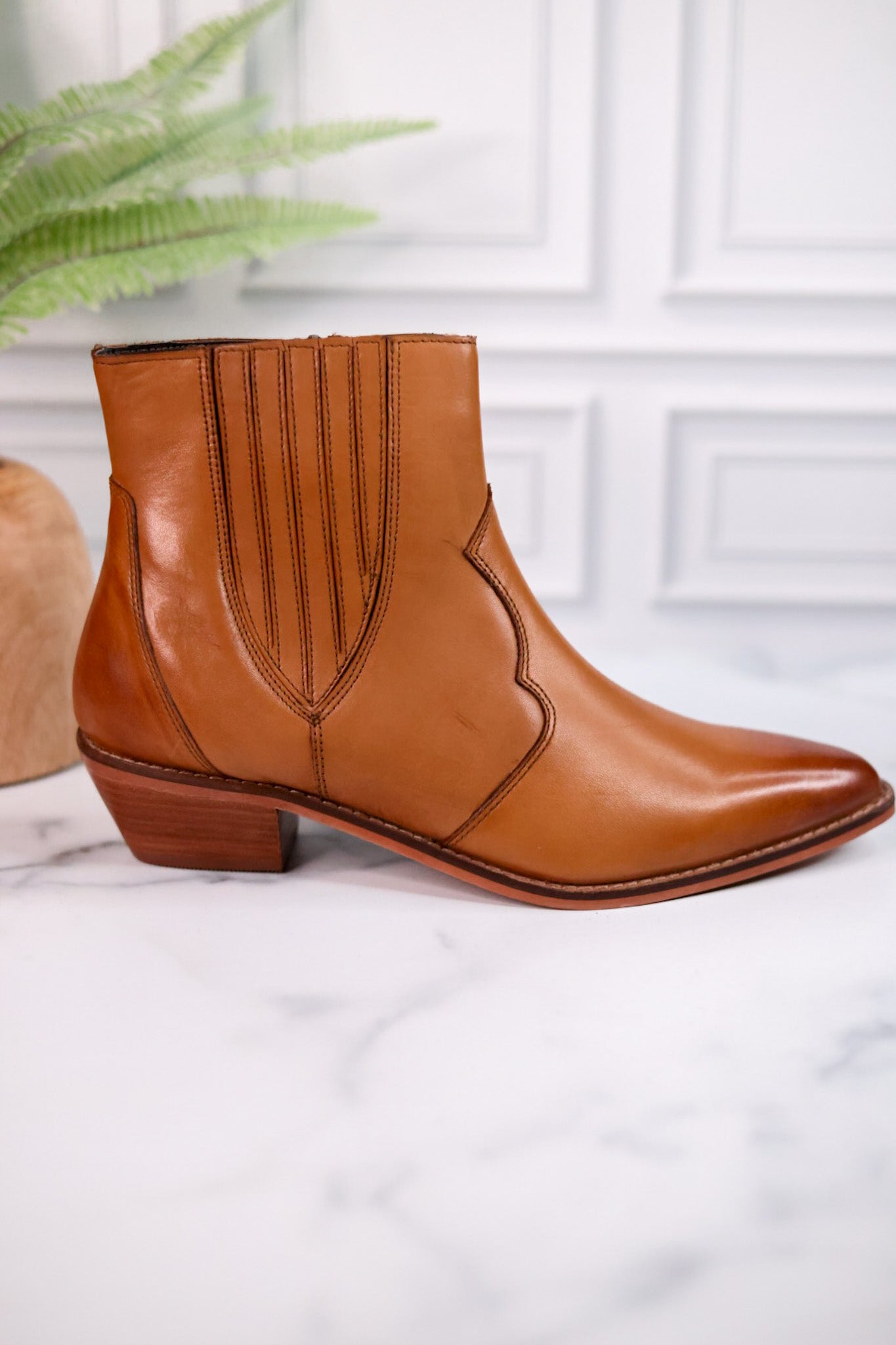 Peacemaker Leather Tan Ankle Bootie - Whiskey Skies - VERY VOLATILE