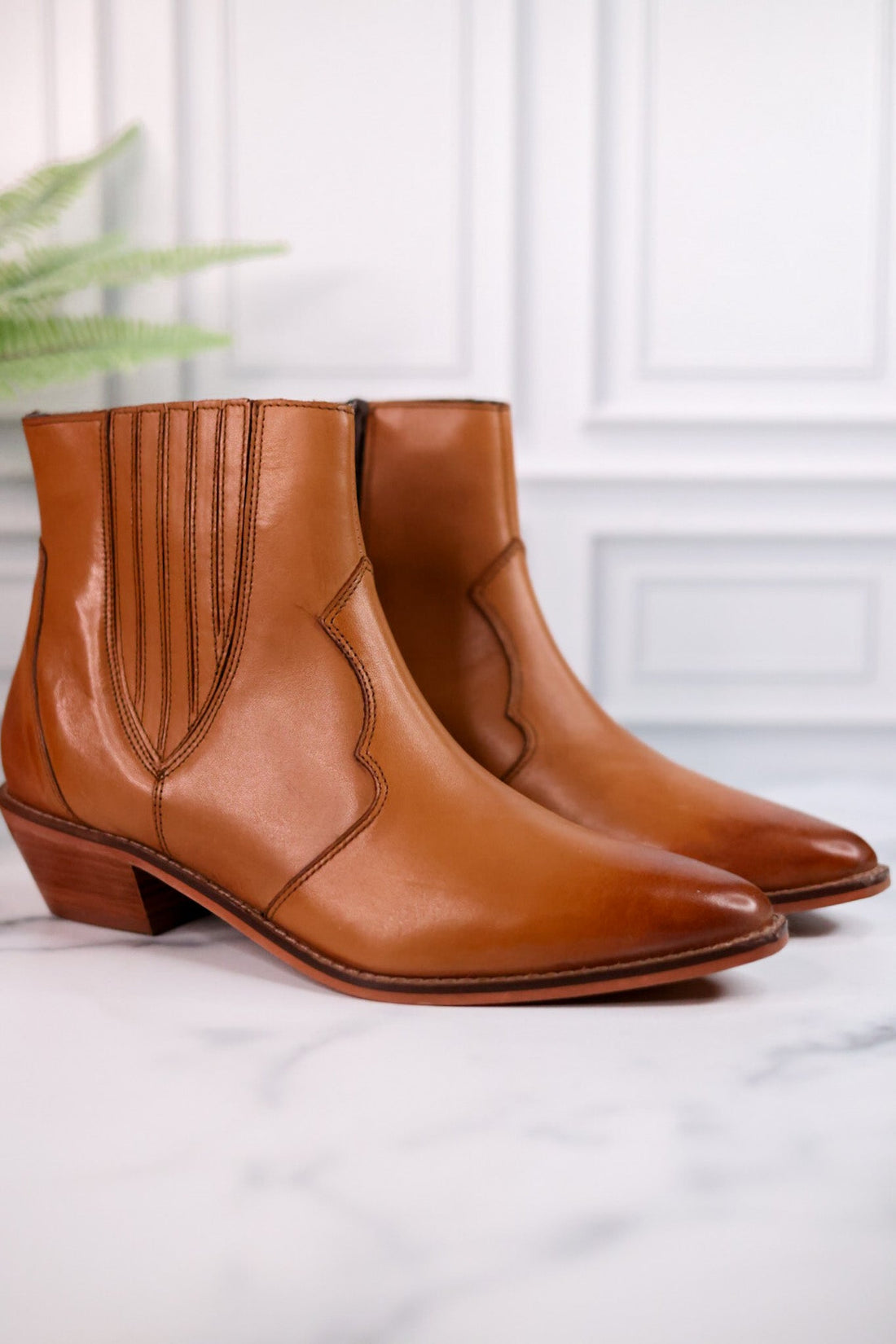 Peacemaker Leather Tan Ankle Bootie - Whiskey Skies - VERY VOLATILE