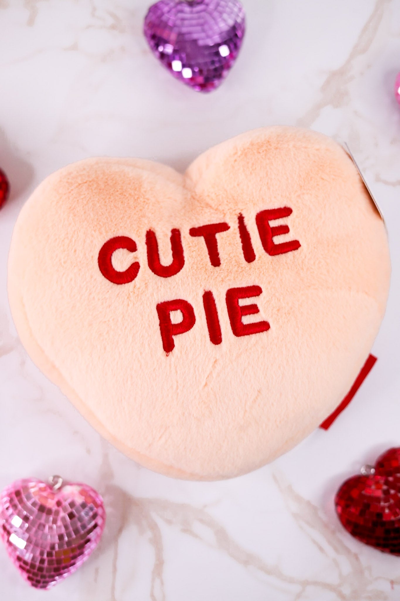Peach "Cutie Pie" Licensed Conversation Heart Warmie - Whiskey Skies - WARMIES
