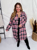 Peach Plaid Long Sleeve Button Front Top - Whiskey Skies - WHITE BIRCH