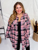 Peach Plaid Long Sleeve Button Front Top - Whiskey Skies - WHITE BIRCH