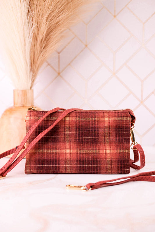 Peach & Rust Plaid Riley Crossbody Bag - Whiskey Skies - JEN & CO