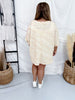 Peach & Yellow Half Sleeve Knit Top W/ Pink Eyelet Lace Shoulders - Whiskey Skies - EASEL
