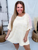 Peach & Yellow Half Sleeve Knit Top W/ Pink Eyelet Lace Shoulders - Whiskey Skies - EASEL
