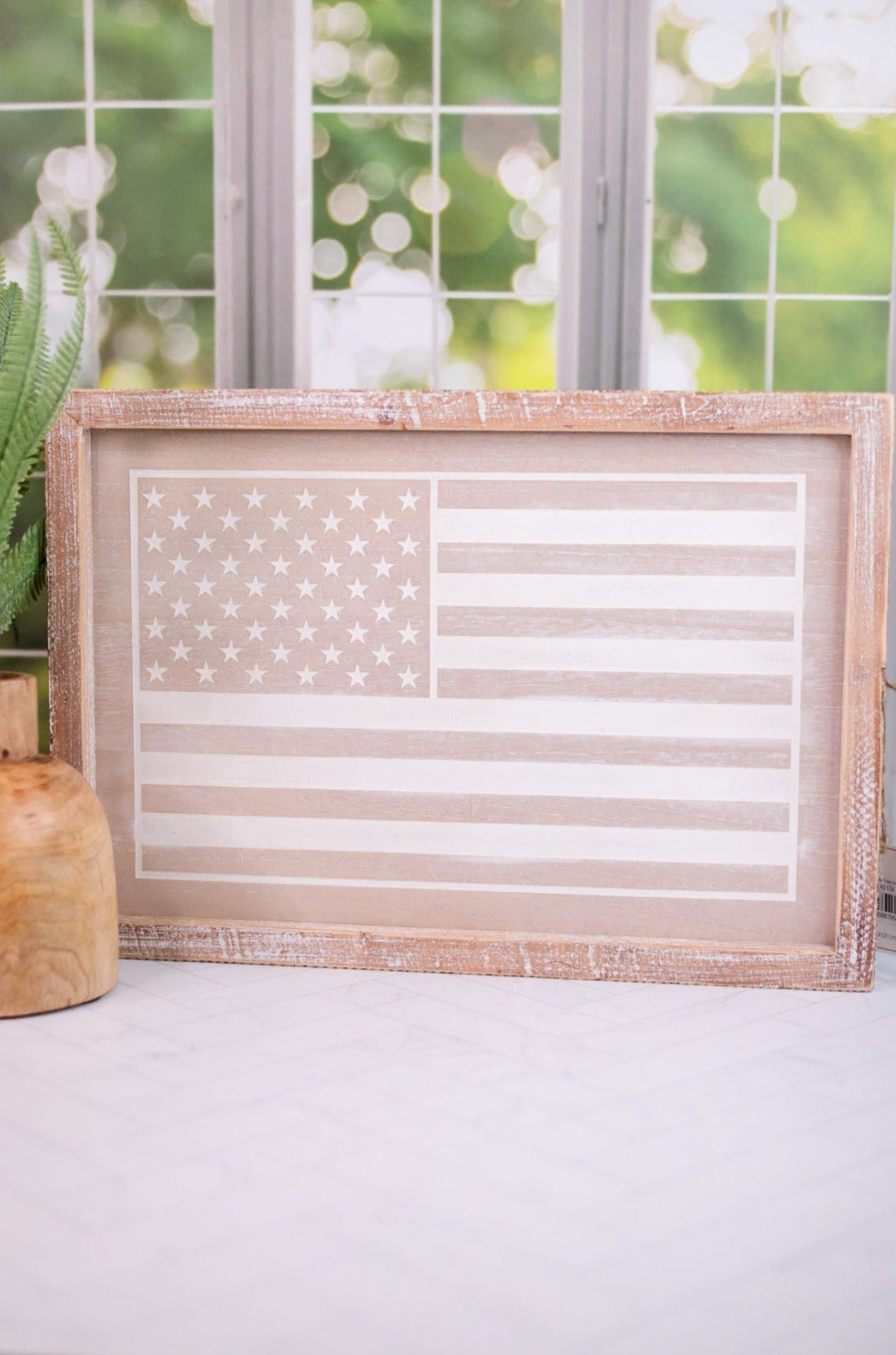 Peach/Flag Double Sided Wood Frame Sign - Whiskey Skies - ADAMS & CO