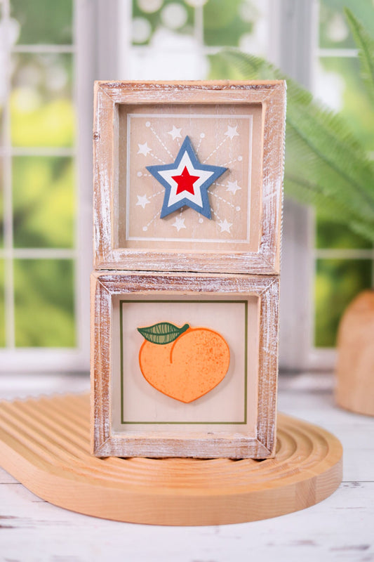 Peach/Star Double Sided Wood Frame Sign - Whiskey Skies - ADAMS & CO