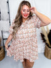 Peachy Pink Floral Fit and Flare Dress - Whiskey Skies - MIKAROSE