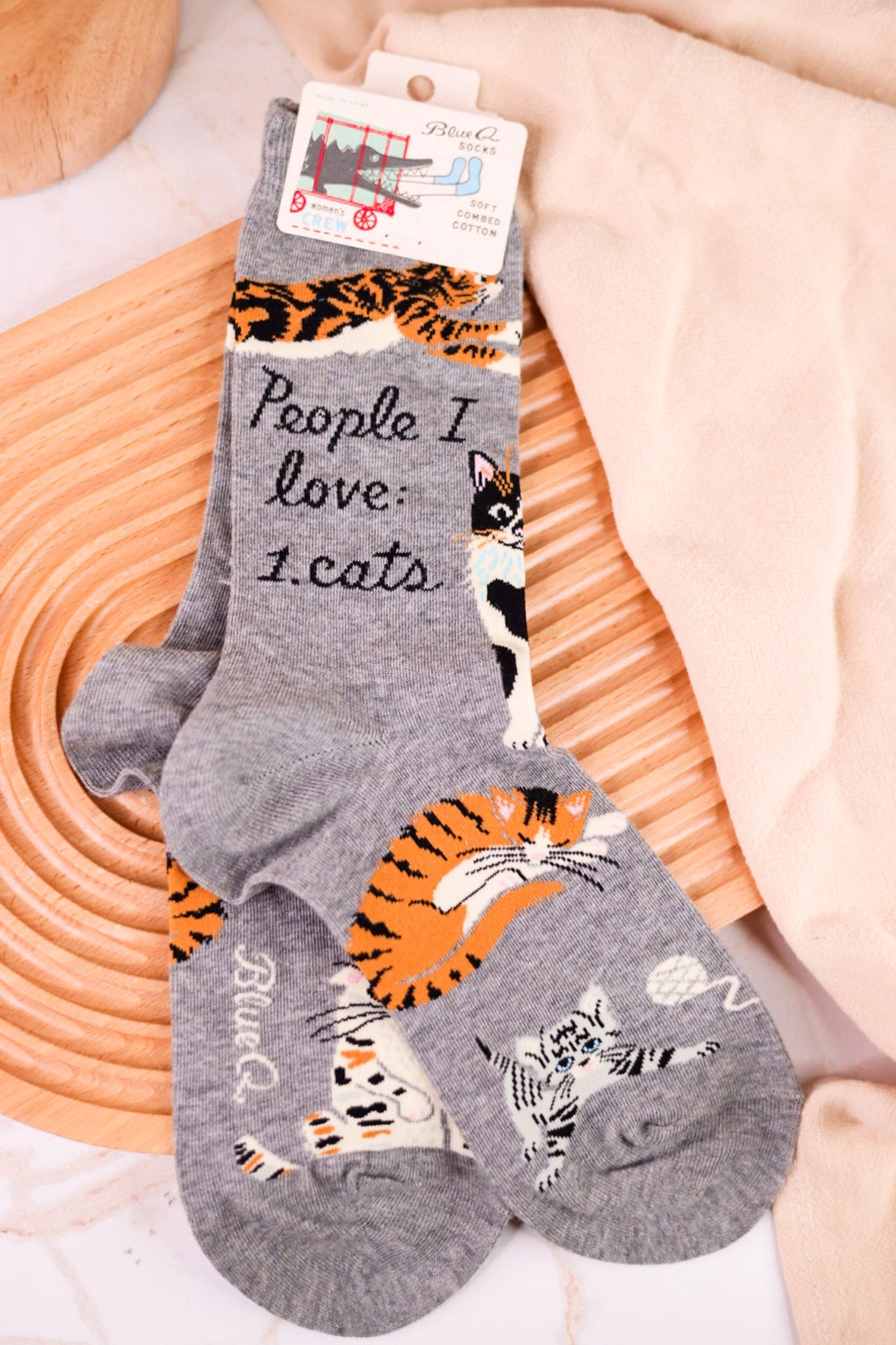 People I Love Crew Socks - Whiskey Skies - BLUE Q