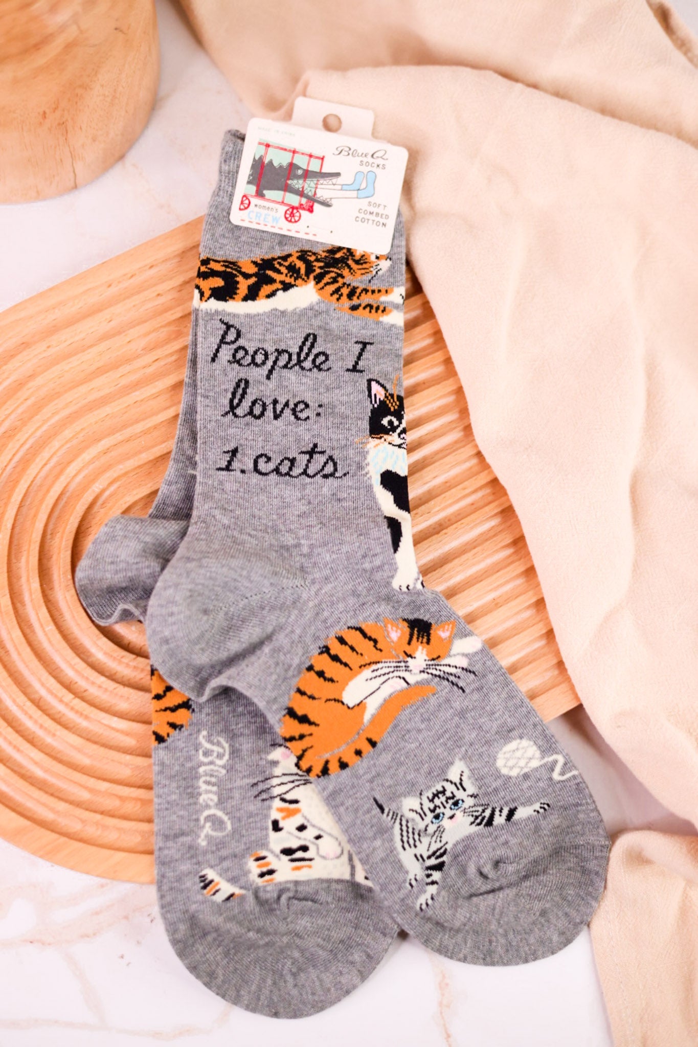 People I Love Crew Socks - Whiskey Skies - BLUE Q