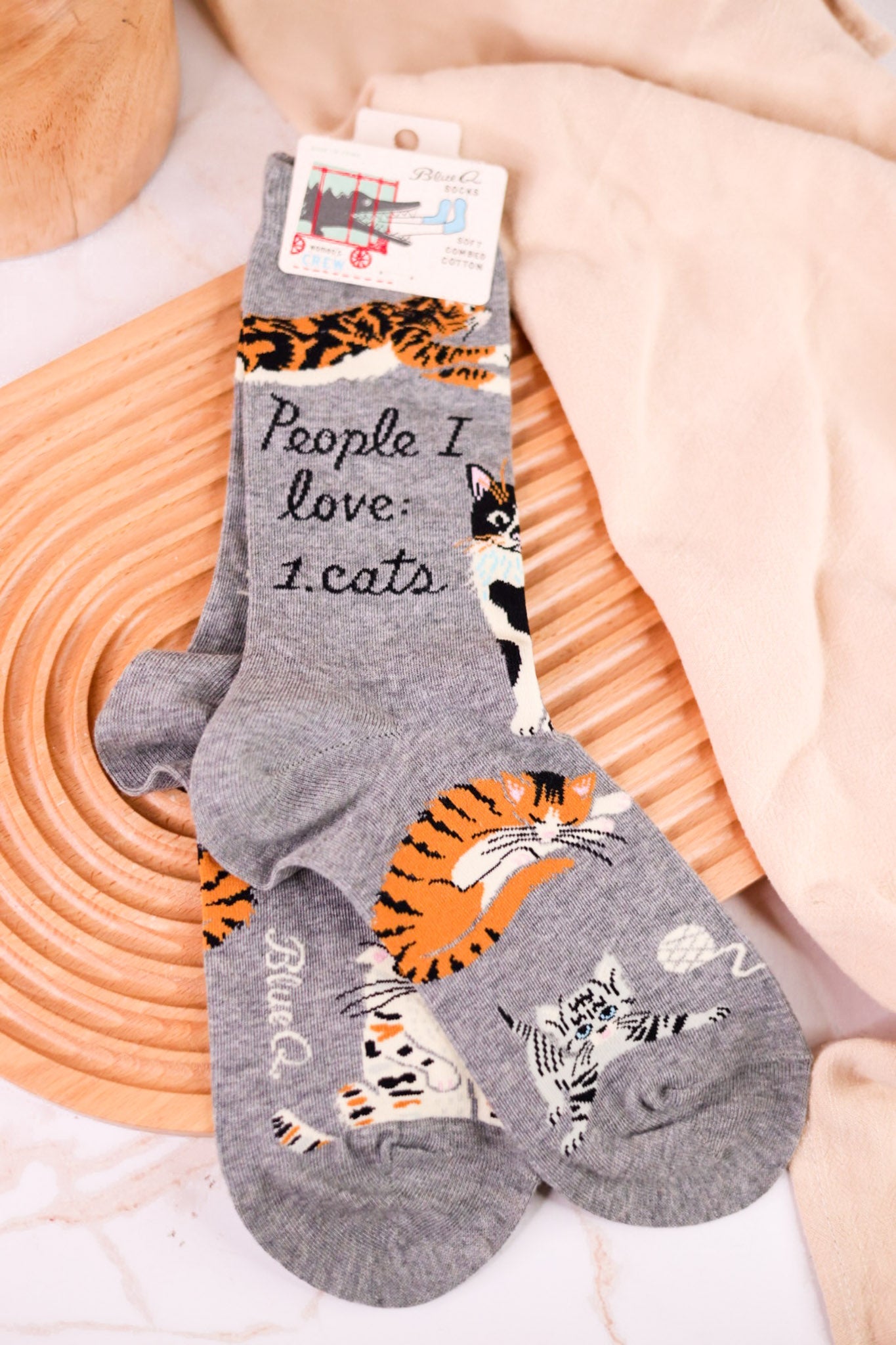 People I Love Crew Socks - Whiskey Skies - BLUE Q