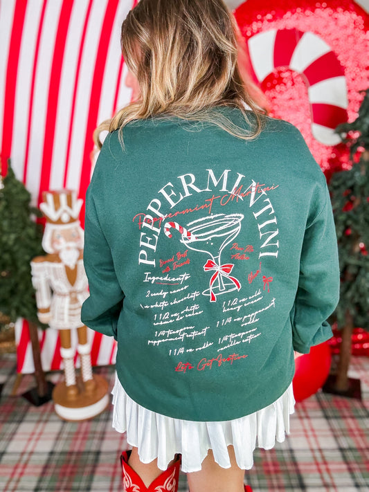 Peppermint Martini Crew Neck Sweatshirt - Whiskey Skies - SOUTHERN BLISS COMPANY