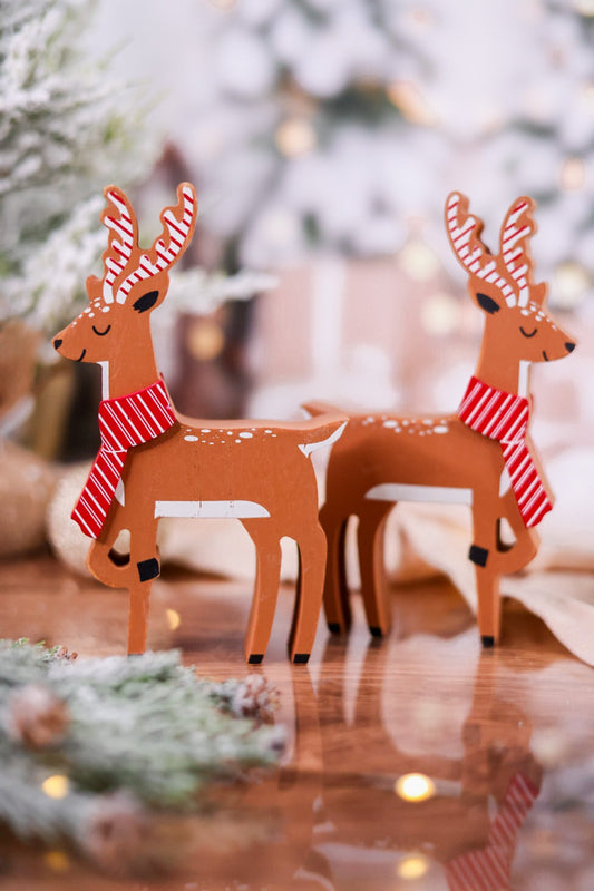 Peppermint Reindeer Chunky Wooden Sitter - Whiskey Skies - ADAMS & CO