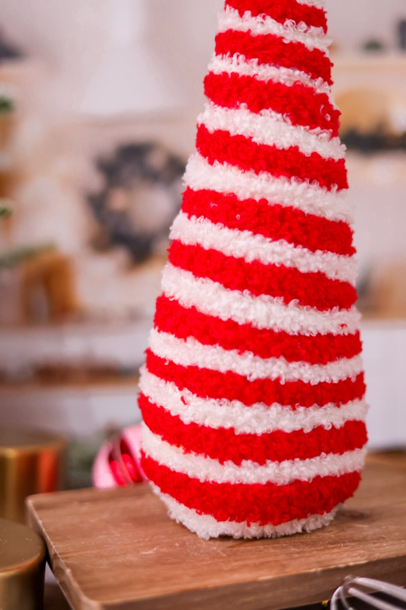 Peppermint Striped Yarn Christmas Tree - Whiskey Skies - ADAMS & CO