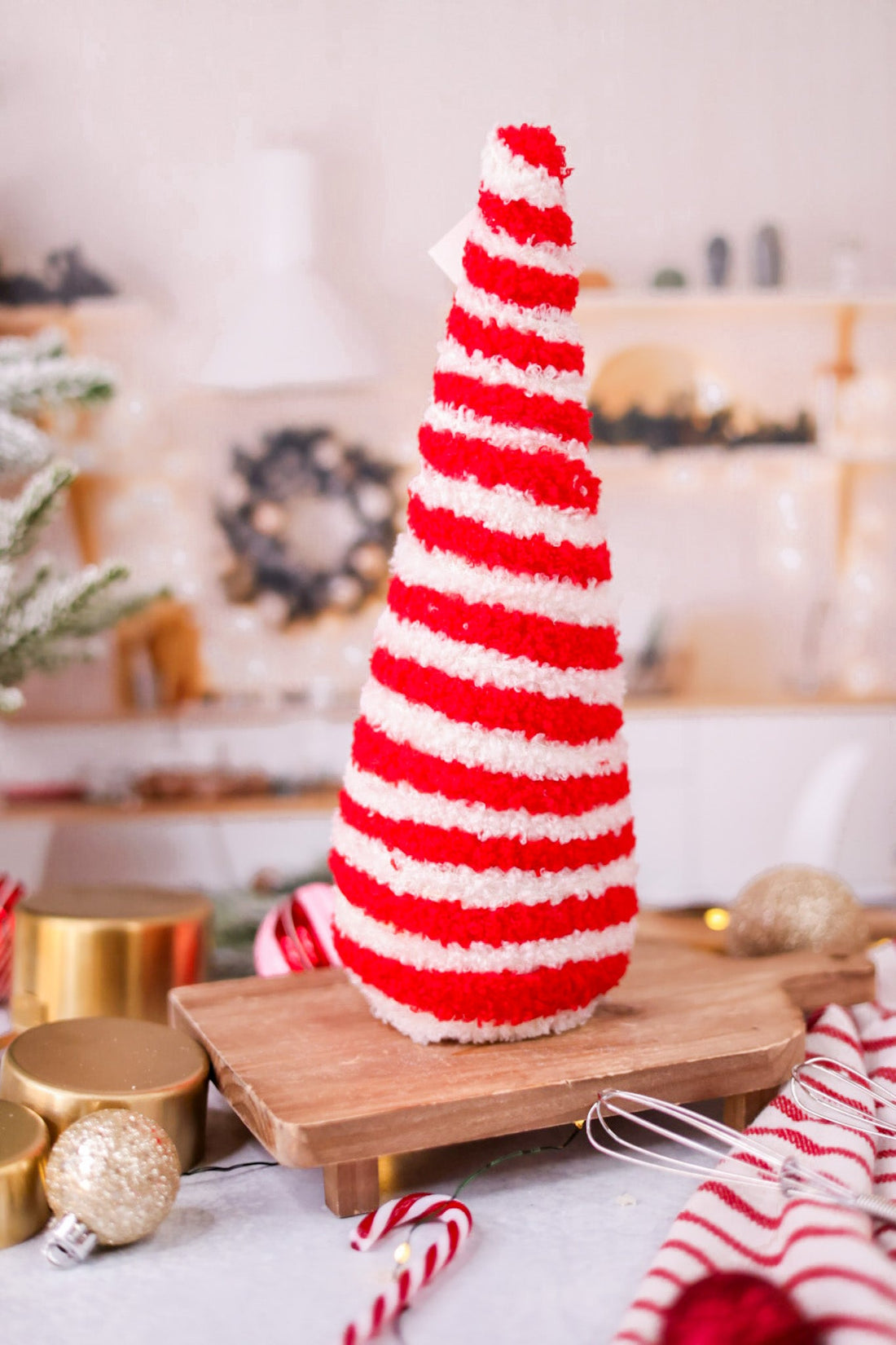 Peppermint Striped Yarn Christmas Tree - Whiskey Skies - ADAMS & CO