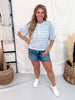 Periwinkle Blue Textured Button Up Bubble Sleeve Button up Top - Whiskey Skies - POLAGRAM + BAEVELY