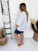 Periwinkle Striped Pullover Top W/ Floral Bubble Sleeves - Whiskey Skies - ODDI