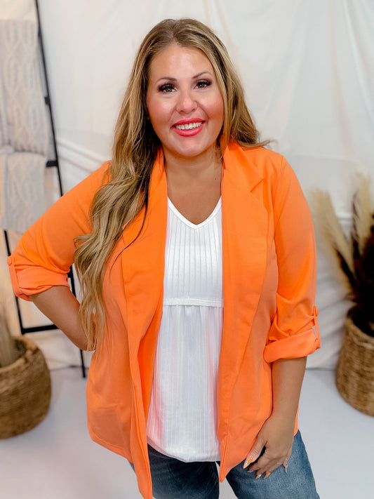 Persimmon Orange Boyfriend Blazer - Whiskey Skies - ANDREE BY UNIT