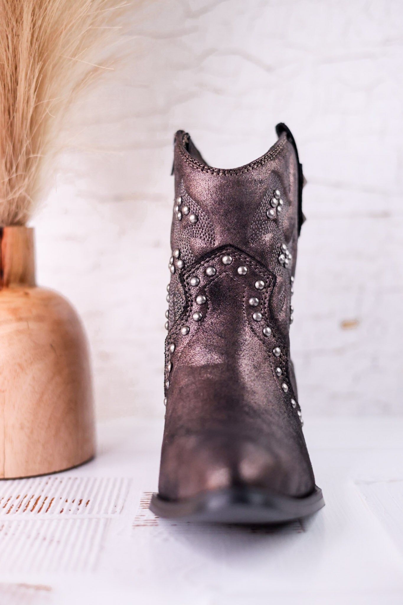 Pewter Bonnie Ankle Boots - Whiskey Skies - VERY G