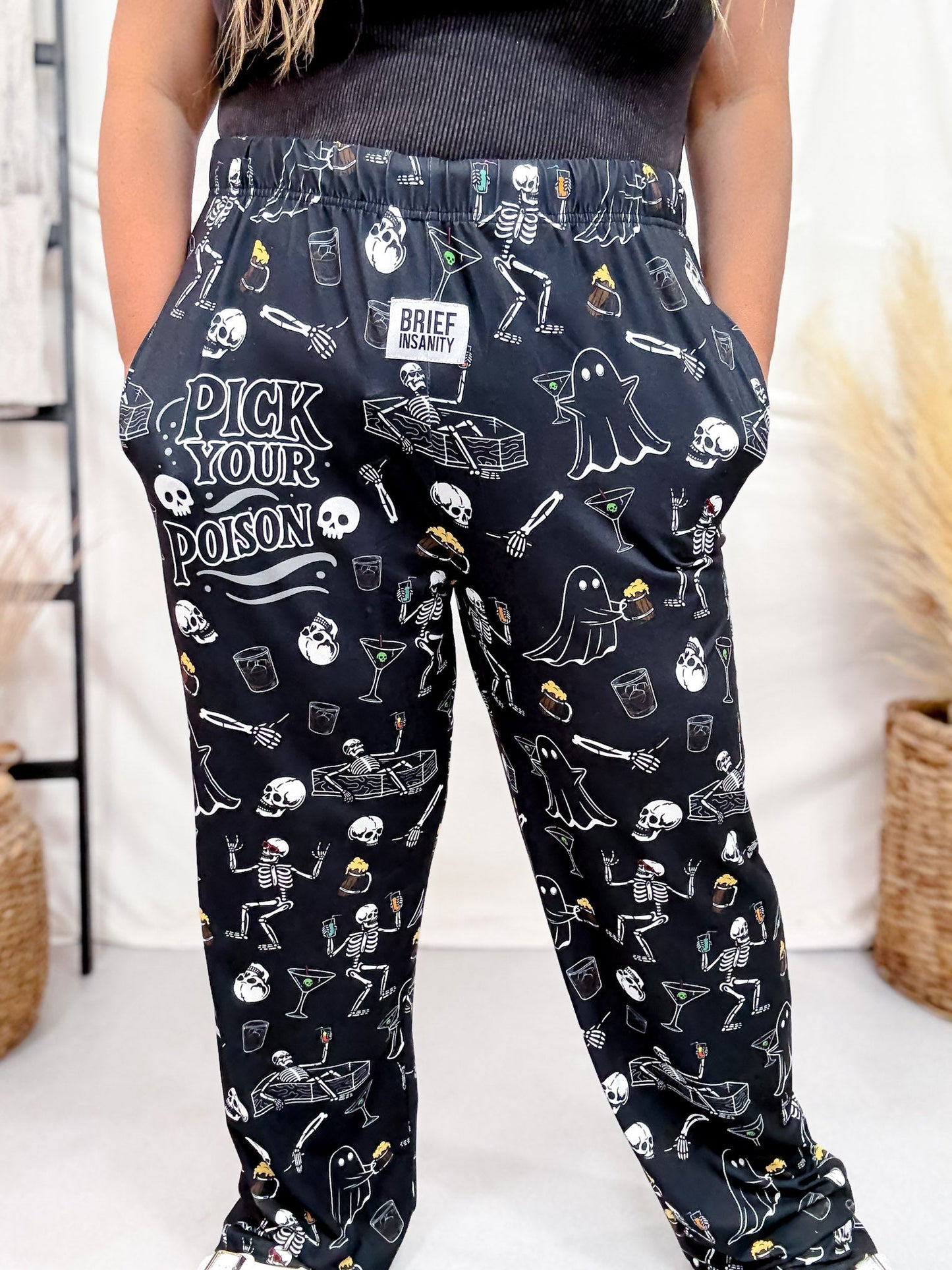 "Pick Your Poison" Halloween Spooky Loungewear Pants - Whiskey Skies - BRIEF INSANITY