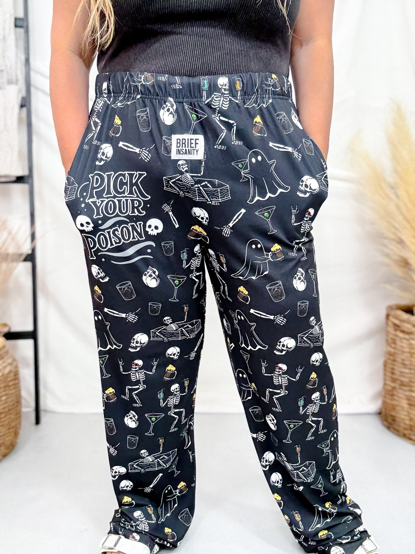 "Pick Your Poison" Halloween Spooky Loungewear Pants - Whiskey Skies - BRIEF INSANITY