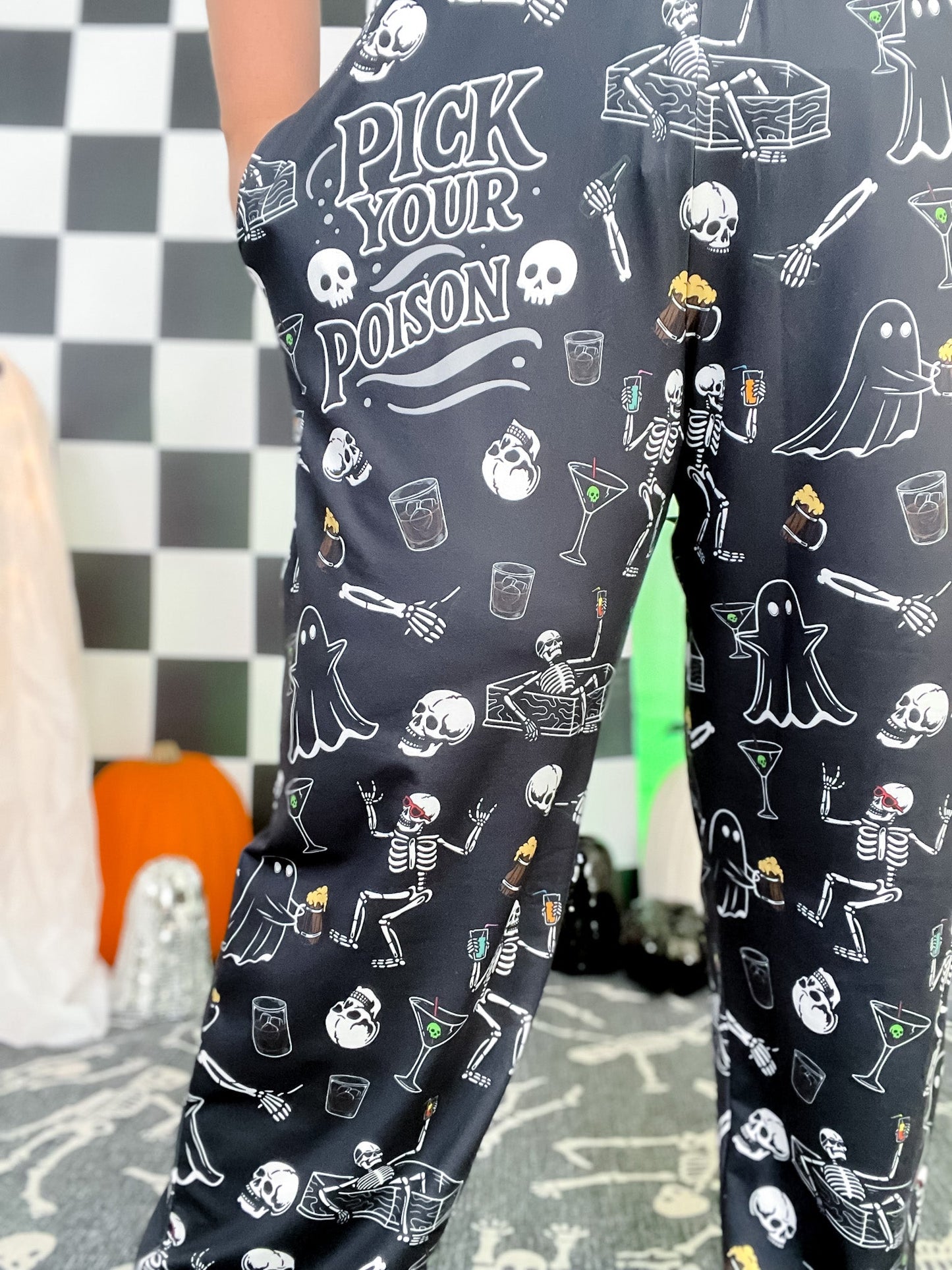 "Pick Your Poison" Halloween Spooky Loungewear Pants - Whiskey Skies - BRIEF INSANITY