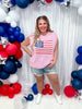 Pink American Flag Drop Shoulder Knit Pullover - Whiskey Skies - SWEET GENERIS