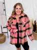 Pink and Black Plaid Button Down Jacket - Whiskey Skies - WHITE BIRCH