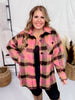 Pink and Black Plaid Button Down Jacket - Whiskey Skies - WHITE BIRCH