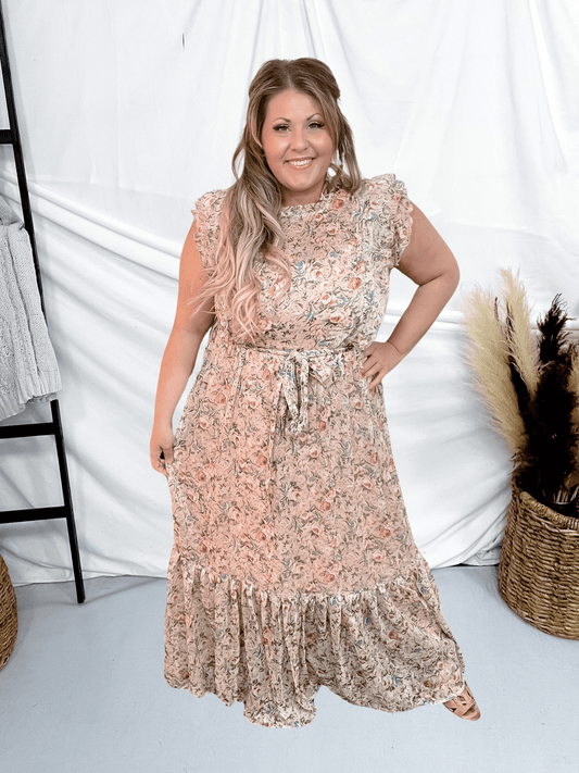 Pink And Pastel Floral Maxi Dress - Whiskey Skies - UNIQUE VINTAGE